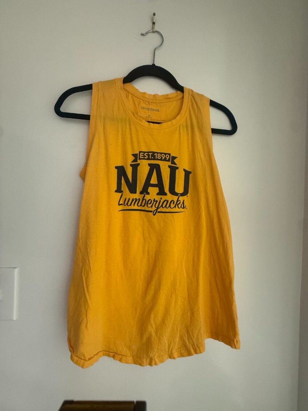 Camp David NAU Lumberjacks Gold Muscle Tank Sz M Northern Arizona
